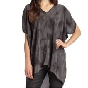 Eileen Fisher -women’s 100% silk Crystalline V- neck Shibori Tunic Top blouse 2X